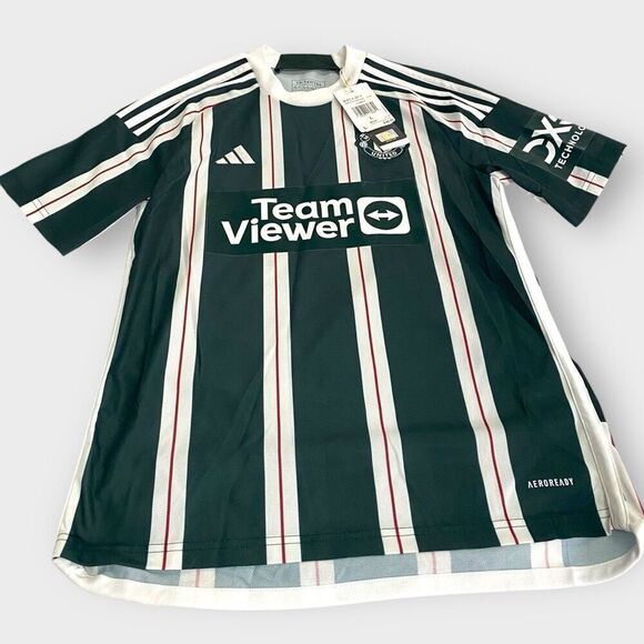 Adidas Manchester United Away Green/White Youth 23/24 Jersey IA7195 size L New - Picture 2 of 10